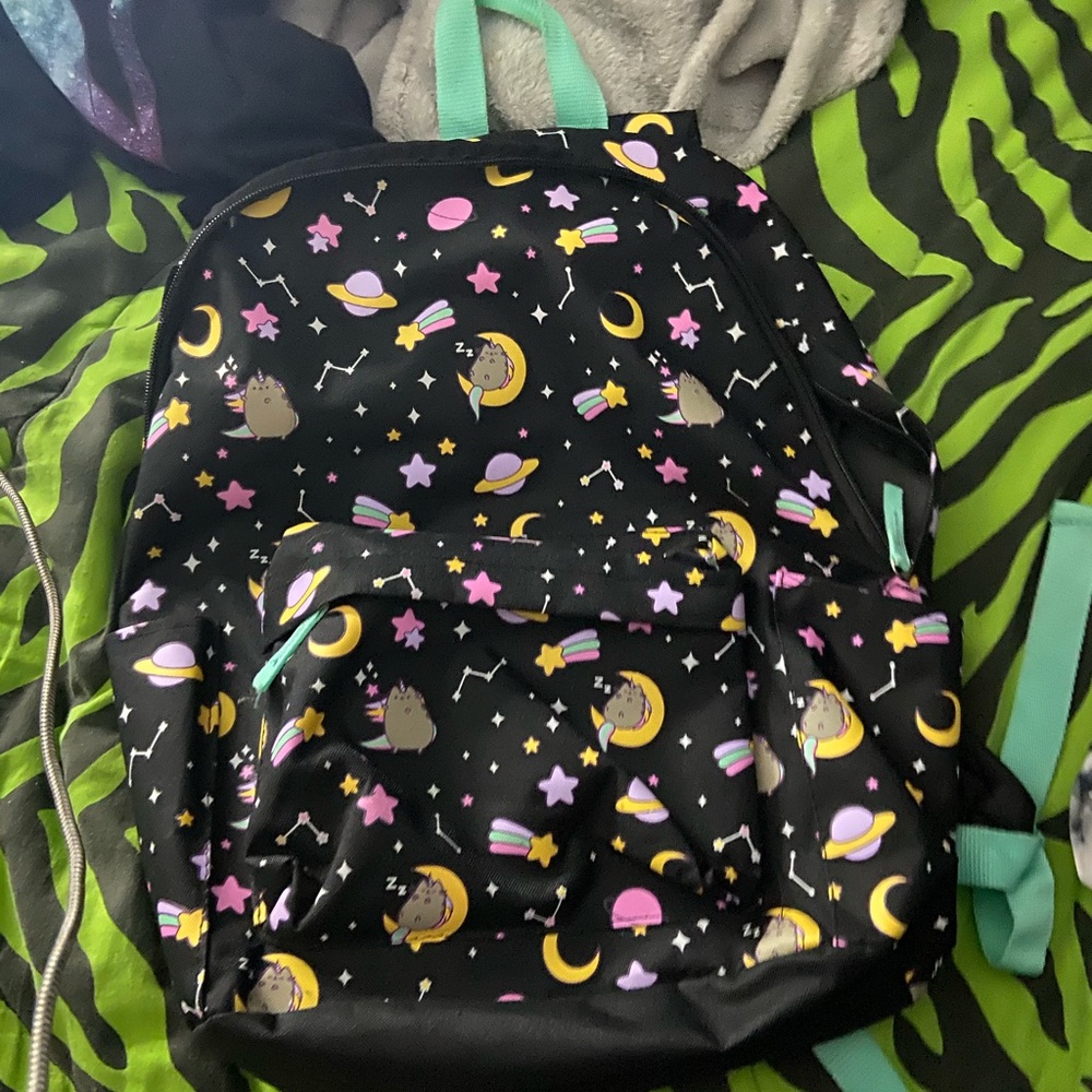 Black galaxy pusheen back pack
